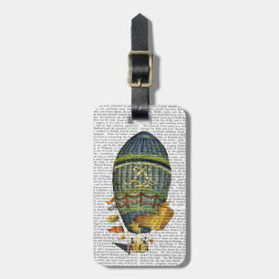 青い円筒形ホットエアバルーン ラゲッジタグ