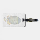 青い円筒形ホットエアバルーン ラゲッジタグ (裏面横)