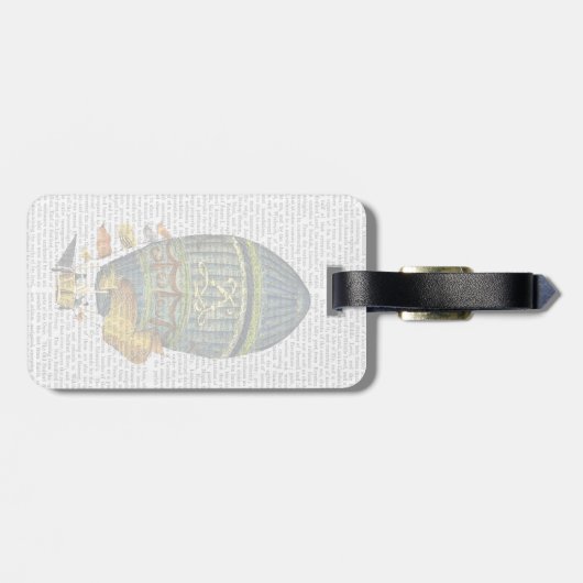 青い円筒形ホットエアバルーン ラゲッジタグ (裏面横)