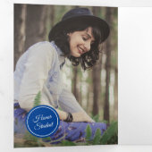 青い円5 – 写真の卒業 三つ折り招待状 (内部最初)