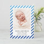 青い写グラデーション真のベビー誕生のお知らせ 案内状 (スタンド正面)