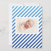青い写グラデーション真のベビー誕生のお知らせ 案内状 (裏面)