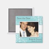 青い写真のマグネットの日付を保存 マグネット (正面/裏面)