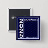 青い写真の卒業ボタン 缶バッジ (正面&裏面)