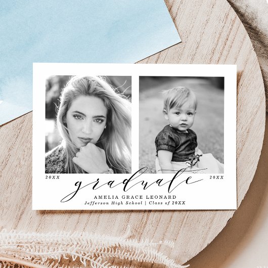 青い写真の卒業式 案内状