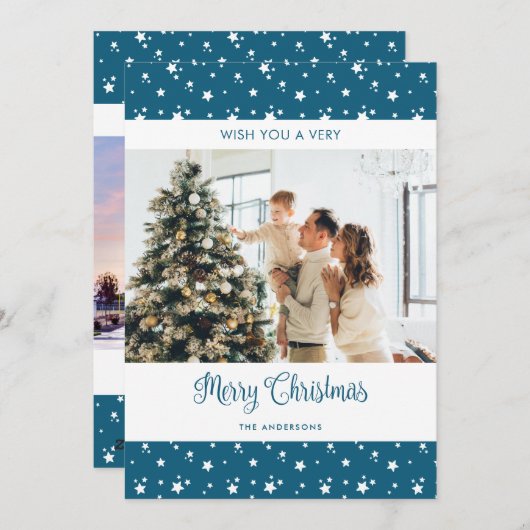 青い写真の新しいホームアドレスホリデーカード シーズンカード (正面/裏面)