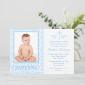青い写真の洗礼の招待状 招待状 (スタンド正面)