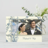 青い写真の誓い更新式招待状カード 招待状 (スタンド正面)