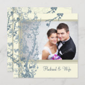 青い写真の誓約の更新式の招待状カード 招待状 (正面/裏面)