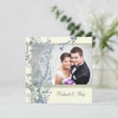 青い写真の誓約の更新式の招待状カード 招待状 (スタンド正面)