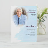 青い写真の退職のパーティの招待状 招待状 (スタンド正面)