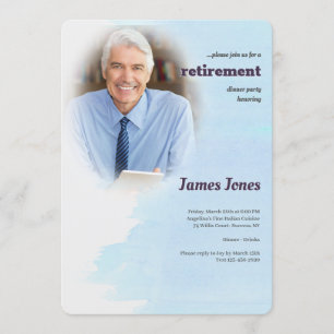 青い写真の退職のパーティの招待状 招待状