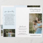 青い写真エレガントビジネス三折パンフレット (正面/裏面)