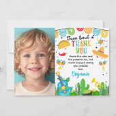 青い写真フィエスタ感謝誕生日カード 招待状 (正面)