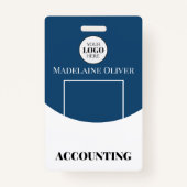 青い写真ロゴ従業員名バッジ バッジ (正面)