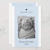 青い写真付き誕生発表カード 招待状 (正面/裏面)