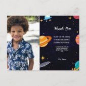 青い写真宇宙の誕生日パ感謝していーティ ポストカード (正面)