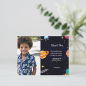 青い写真宇宙の誕生日パ感謝していーティ ポストカード (スタンド正面)