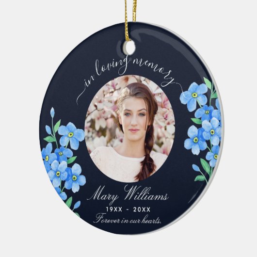 青い写真忘れ記念花なし セラミックオーナメント (左)