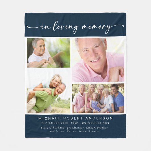 青い写真愛する思い出を記念して記念碑 フリースブランケット (正面)