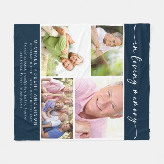 青い写真愛する思い出を記念して記念碑 フリースブランケット (正面(横))