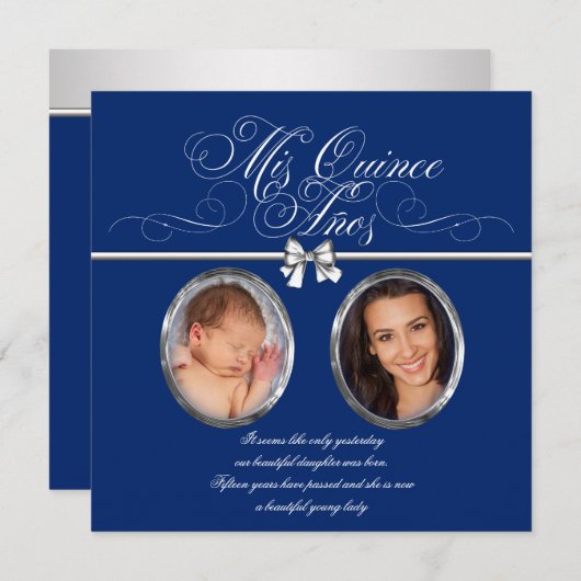 青い写真王室のキンセアニェラ招待状 招待状 (正面/裏面)