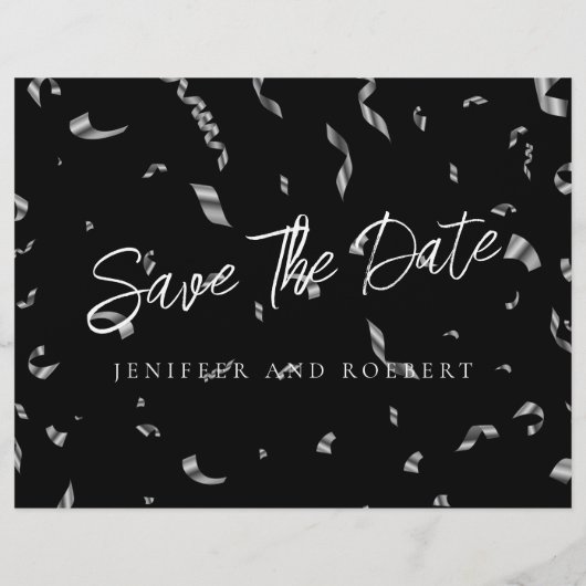 青い写真王室のコラージュ日付カードフライヤーを保存 チラシ (裏面)