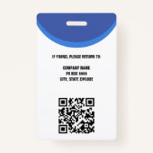 青い写真ID QRコード従業員会社 バッジ (裏面)