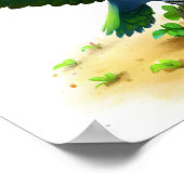 青い冠をかぶったオウムの3Dつるイメージ ポスター (角)