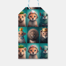 青い冠をかぶった可愛い野生動物 ギフトタグ