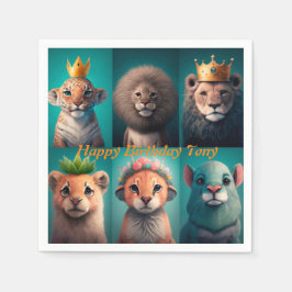 青い冠をかぶった可愛い野生動物 スタンダードカクテルナプキン
