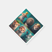 青い冠をかぶった可愛い野生動物 スタンダードカクテルナプキン (角)