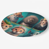 青い冠をかぶった可愛い野生動物 ペーパープレート (アングル)