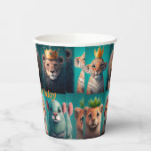 青い冠をかぶった可愛い野生動物 紙コップ (左)