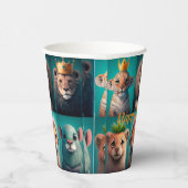 青い冠をかぶった可愛い野生動物 紙コップ (右)