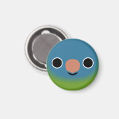 青い冠をつけたインコの顔 マグネット (正面/裏面)
