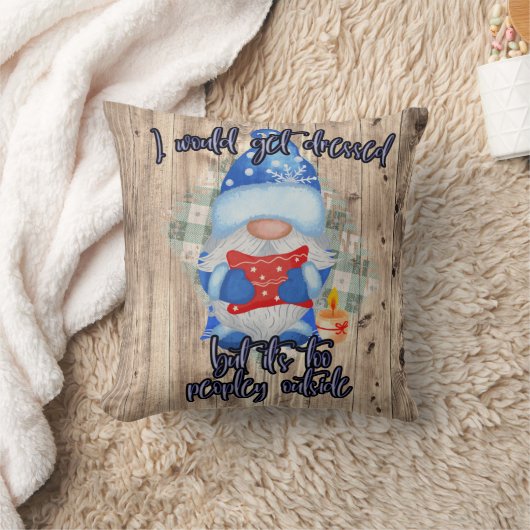 青い冬のおもしろい格言も外の人々 クッション (ブランケット)