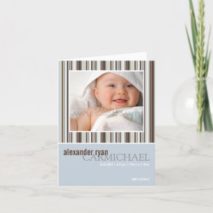 青い冬のストライプ • ベビーの発表 案内状