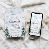 青い冬のベビーシャワー招待状 招待状