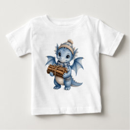 青い冬のベビードラゴンと薪の子供たち ベビーTシャツ