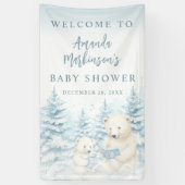 青い冬のホッキョクグマの水の色ウェルカムバナー 横断幕 (縦)