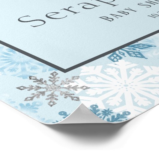 青い冬のホッキョクグマ赤ちゃんシャワーへようこそ ポスター (角)