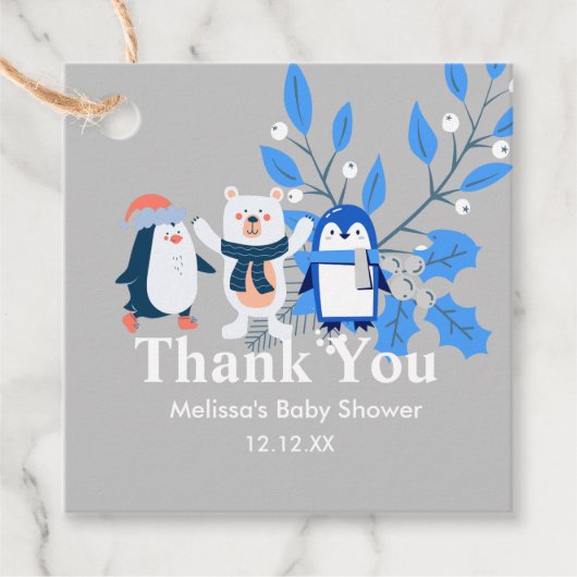 青い冬のワンダーランドのシロクマのペンギン フェイバータグ (正面)