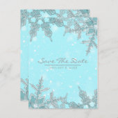 青い冬のワンダーランドの雪の結晶　保存日 案内ポストカード (正面/裏面)