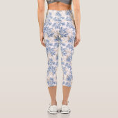 青い冬のヴィンテージ花模様 カプリレギンス (裏面)