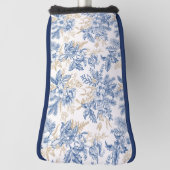 青い冬のヴィンテージ花模様 ゴルフヘッドカバー (回転90)