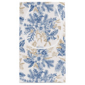 青い冬のヴィンテージ花模様 スモールペーパーバッグ (裏面)