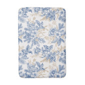 青い冬のヴィンテージ花模様 バスマット (正面縦)