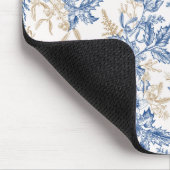 青い冬のヴィンテージ花模様 マウスパッド (コーナー)