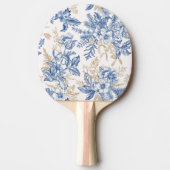 青い冬のヴィンテージ花模様 卓球ラケット (正面)